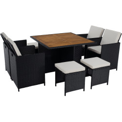 Set mobilier de gradina Tempo Kondela Melford (Black/Natural/Cream) Thumb