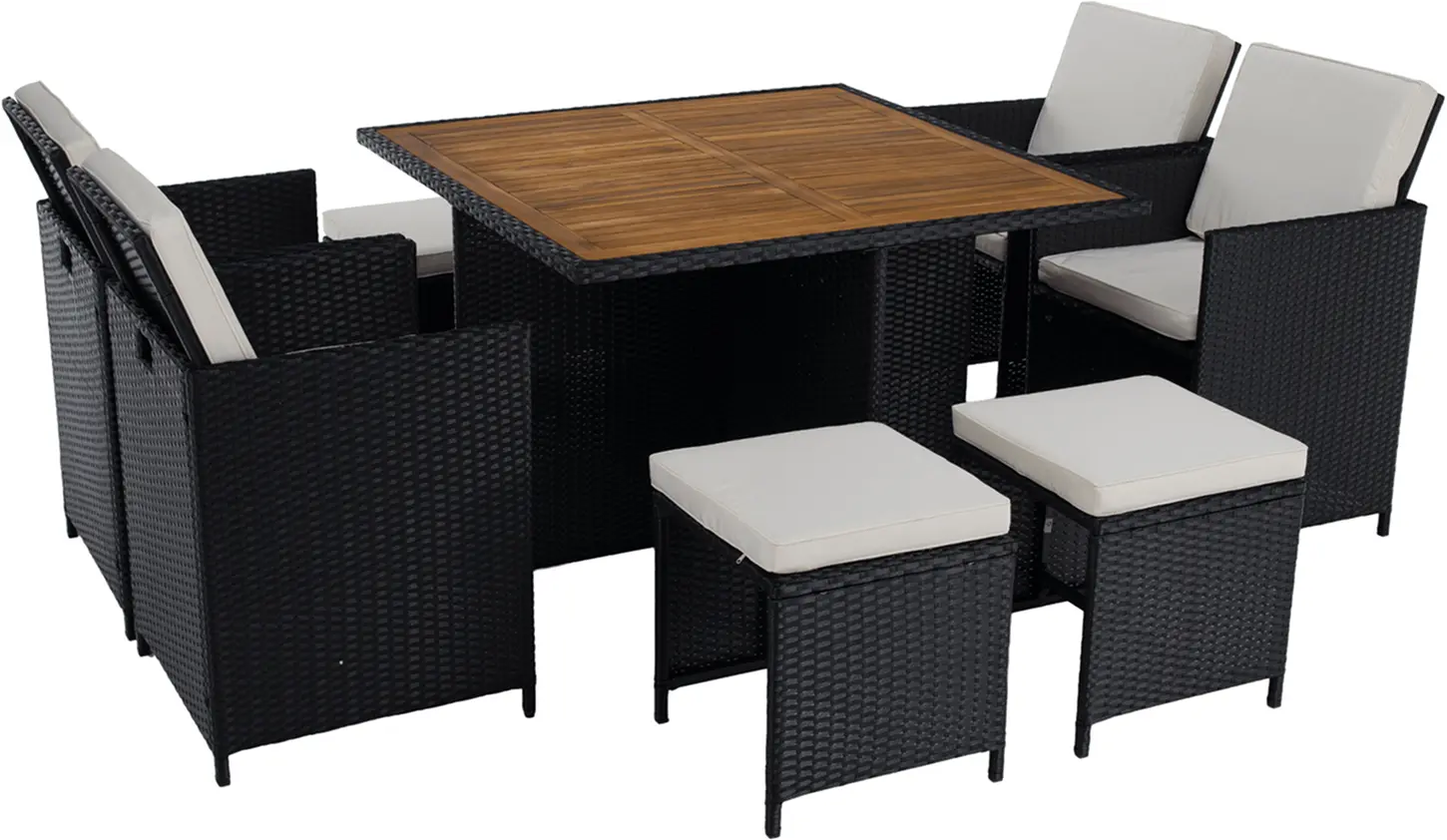 Set mobilier de gradina Tempo Kondela Melford (Black/Natural/Cream)
