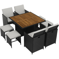 Set mobilier de gradina Tempo Kondela Melford (Black/Natural/Cream) Thumb