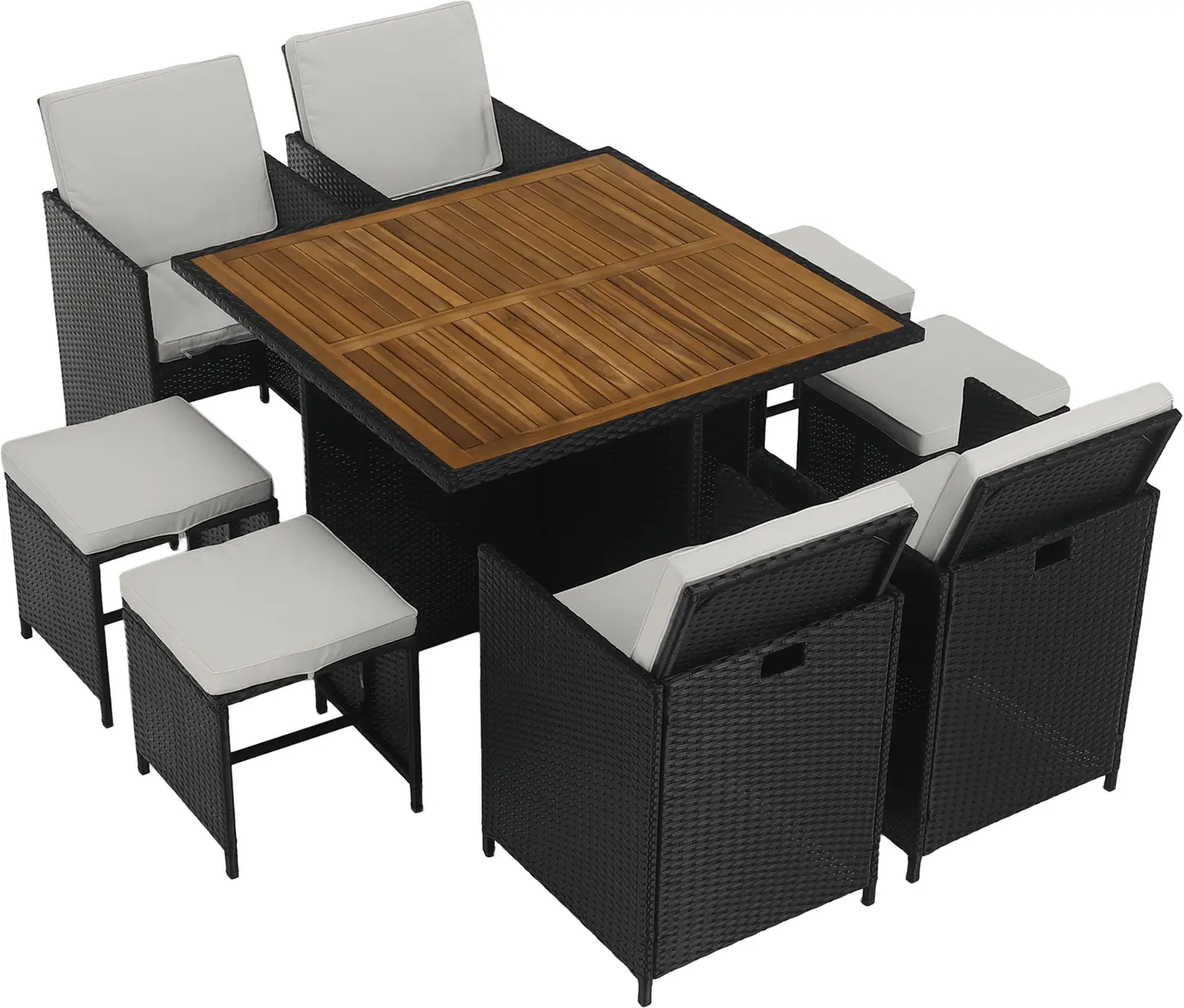 Set mobilier de gradina Tempo Kondela Melford (Black/Natural/Cream)