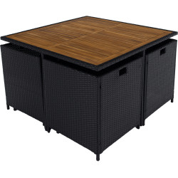 Set mobilier de gradina Tempo Kondela Melford (Black/Natural/Cream) Thumb