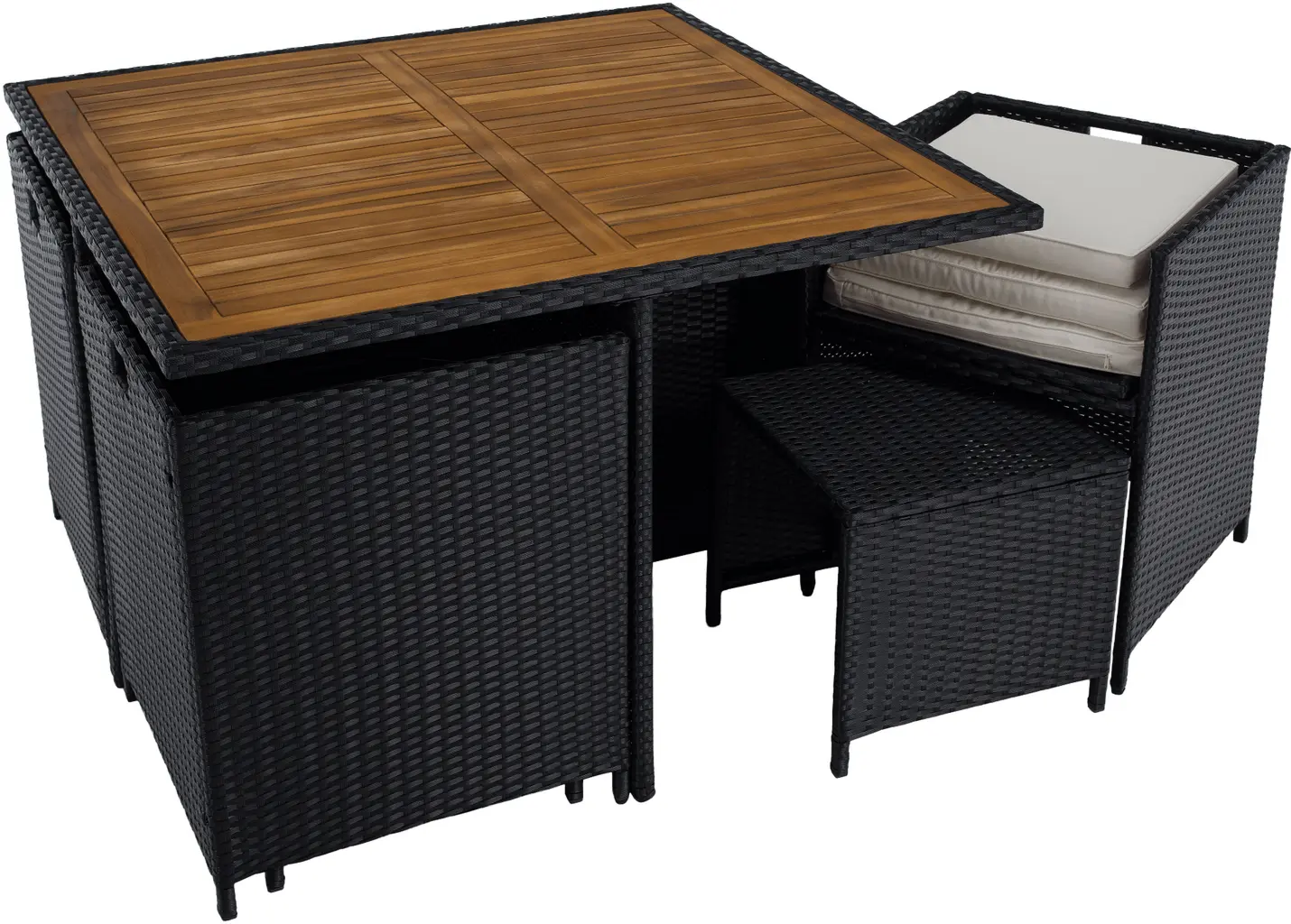 Set mobilier de gradina Tempo Kondela Melford (Black/Natural/Cream)
