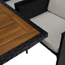 Set mobilier de gradina Tempo Kondela Melford (Black/Natural/Cream) Thumb