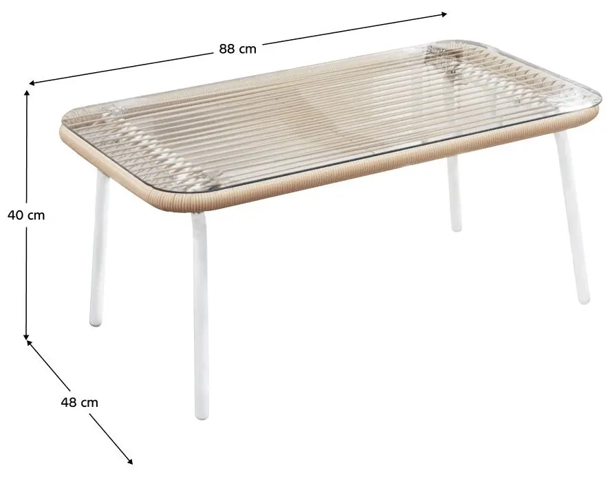 Set mobilier de gradina Tempo Kondela Palny (White/Beige)