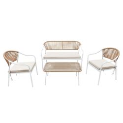 Set mobilier de gradina Tempo Kondela Palny (White/Beige) Thumb