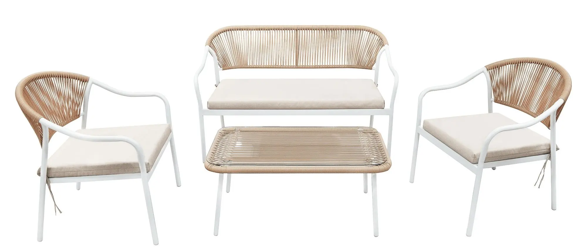 Set mobilier de gradina Tempo Kondela Palny (White/Beige)