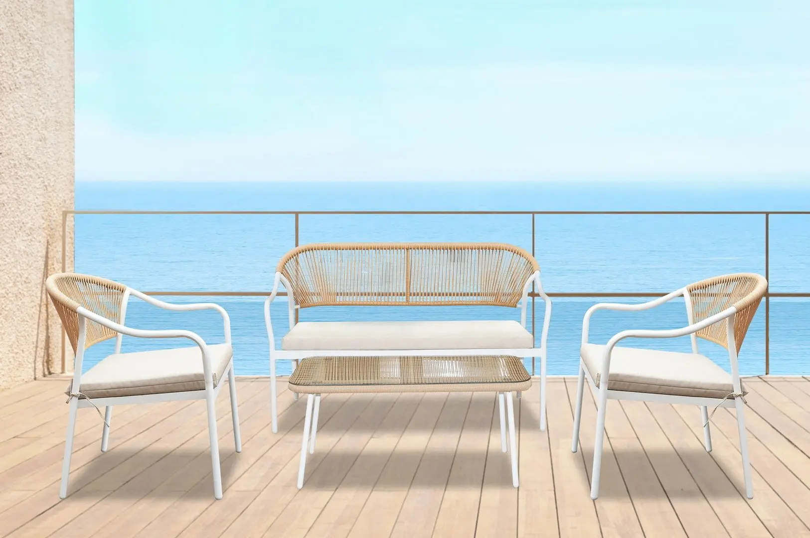 Set mobilier de gradina Tempo Kondela Palny (White/Beige)