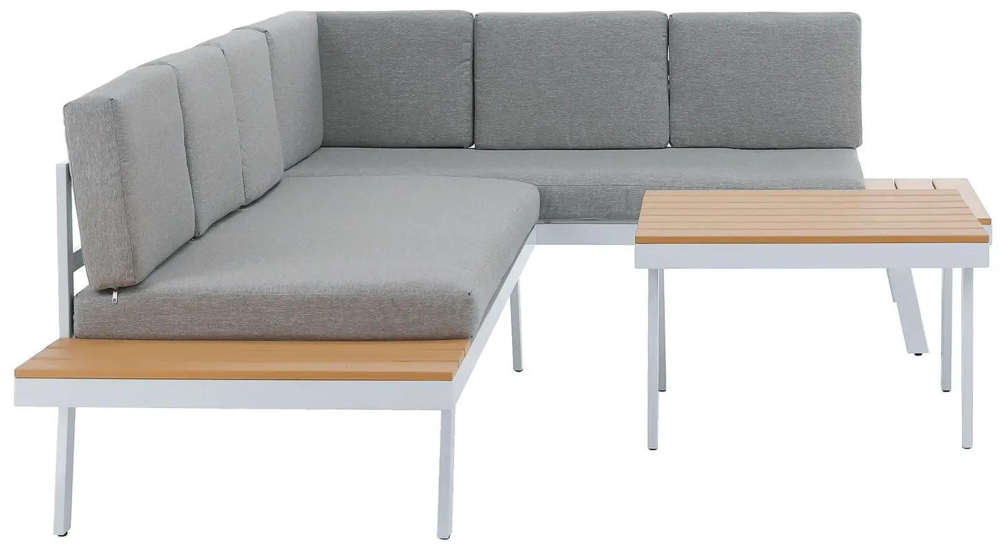 Set mobilier de gradina Tempo Kondela Pelor (White/Oak/Light Grey)