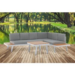 Set mobilier de gradina Tempo Kondela Pelor (White/Oak/Light Grey)