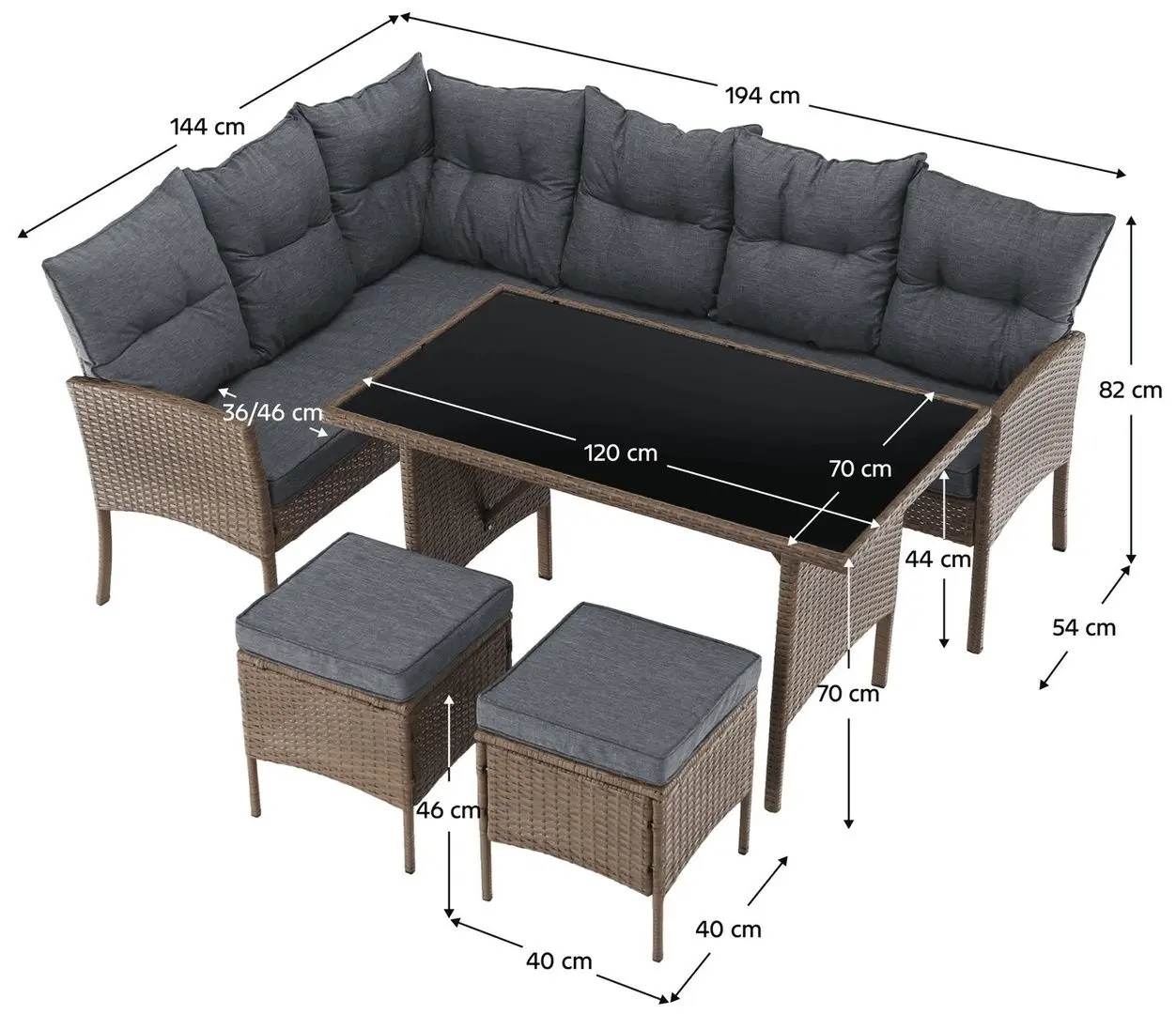 Set mobilier de gradina Tempo Kondela Randi (Natural/Light Grey)