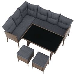 Set mobilier de gradina Tempo Kondela Randi (Natural/Light Grey) Thumb