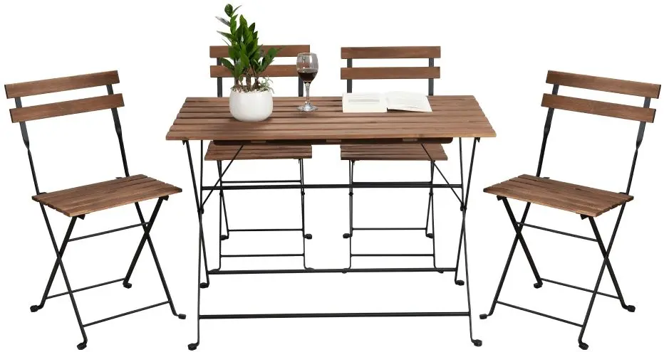 Set mobilier de gradina Tempo Kondela Sedan Tip 2 (Acacia/Black)