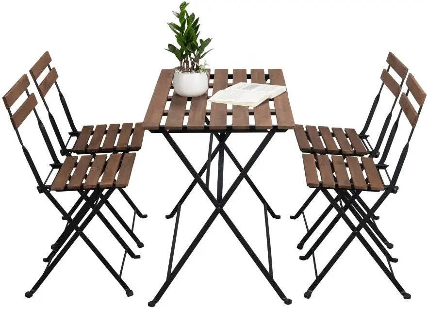 Set mobilier de gradina Tempo Kondela Sedan Tip 2 (Acacia/Black)
