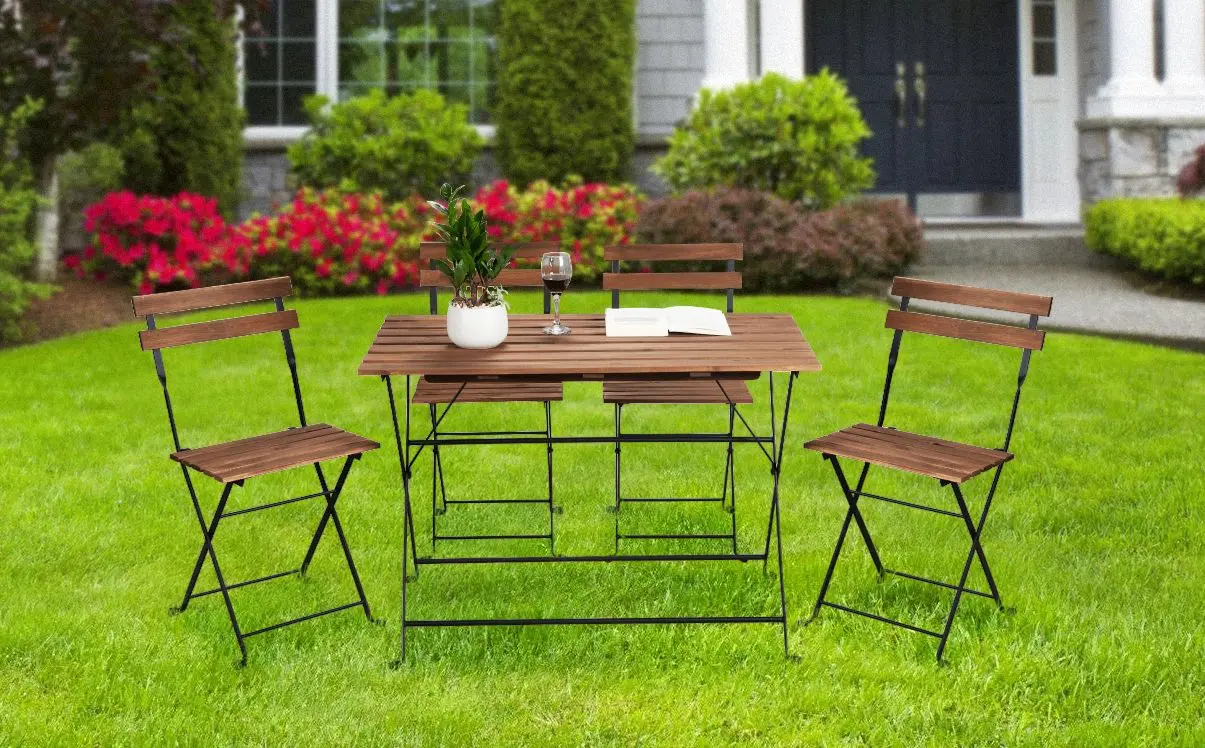 Set mobilier de gradina Tempo Kondela Sedan Tip 2 (Acacia/Black)