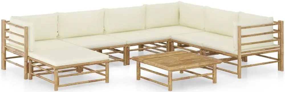 Set mobilier de gradina VidaXL 3058219 (Bamboo/Cream)