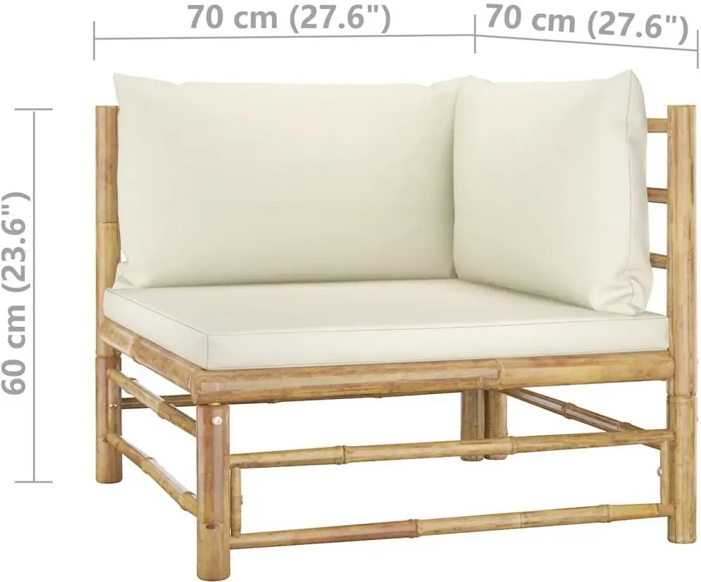 Set mobilier de gradina VidaXL 3058219 (Bamboo/Cream)