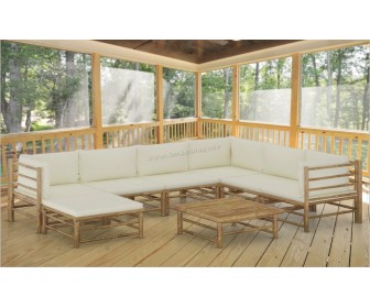 Set mobilier de gradina VidaXL 3058219 (Bamboo/Cream)