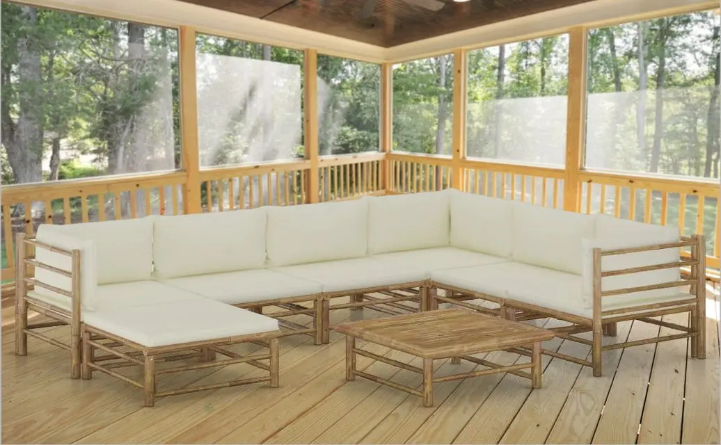 Set mobilier de gradina VidaXL 3058219 (Bamboo/Cream)