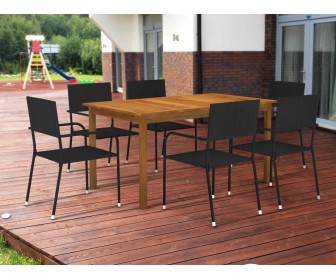 Set mobilier de grădină VidaXL 3067830 (Black/Acacia)