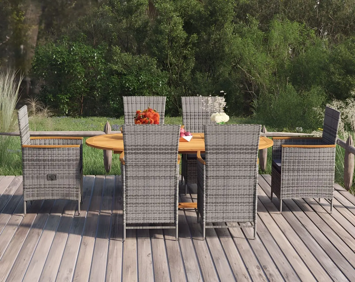 Set mobilier de grădină VidaXL 3070770 (Grey/Acacia)