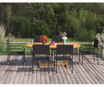 Set mobilier de grădină VidaXL 3070772 (Black/Acacia)