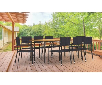 Set mobilier de gradina VidaXL 3072509 (Black/Acacia)