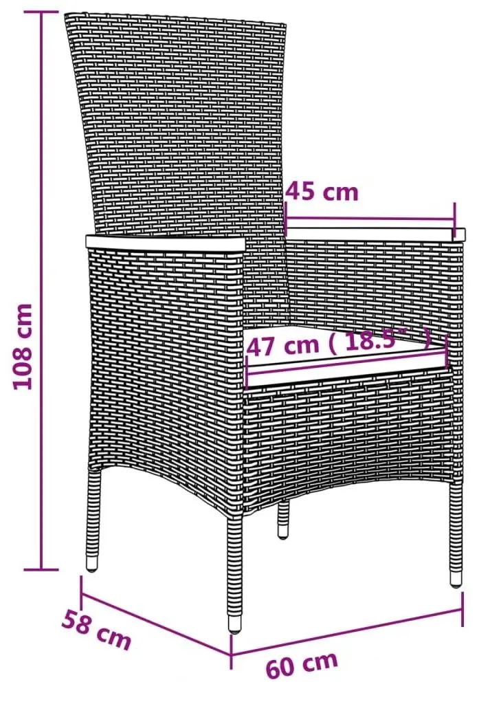 Set mobilier de gradina VidaXL 3157543 (Grey/Dark Grey)