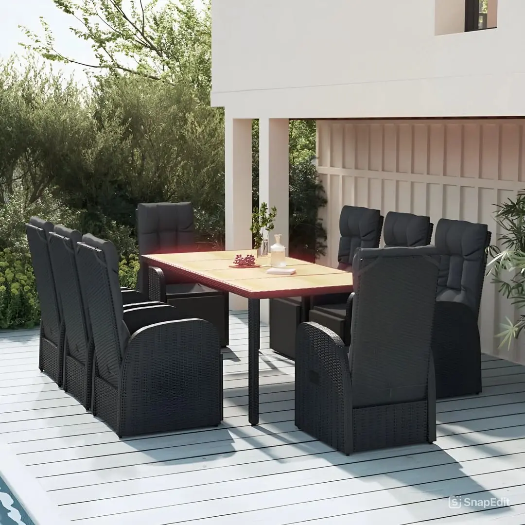 Set mobilier de gradina VidaXL 3157611 (Black/Natural)
