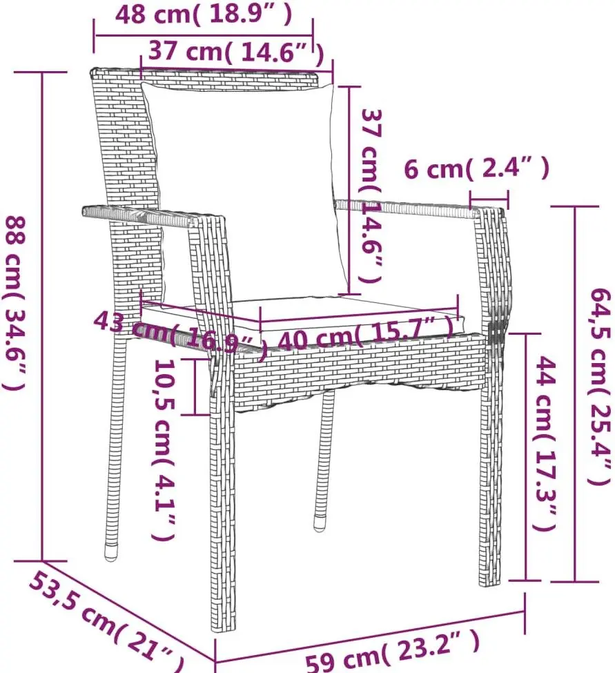 Set mobilier de gradina VidaXL 3185117 (Black/Grey)