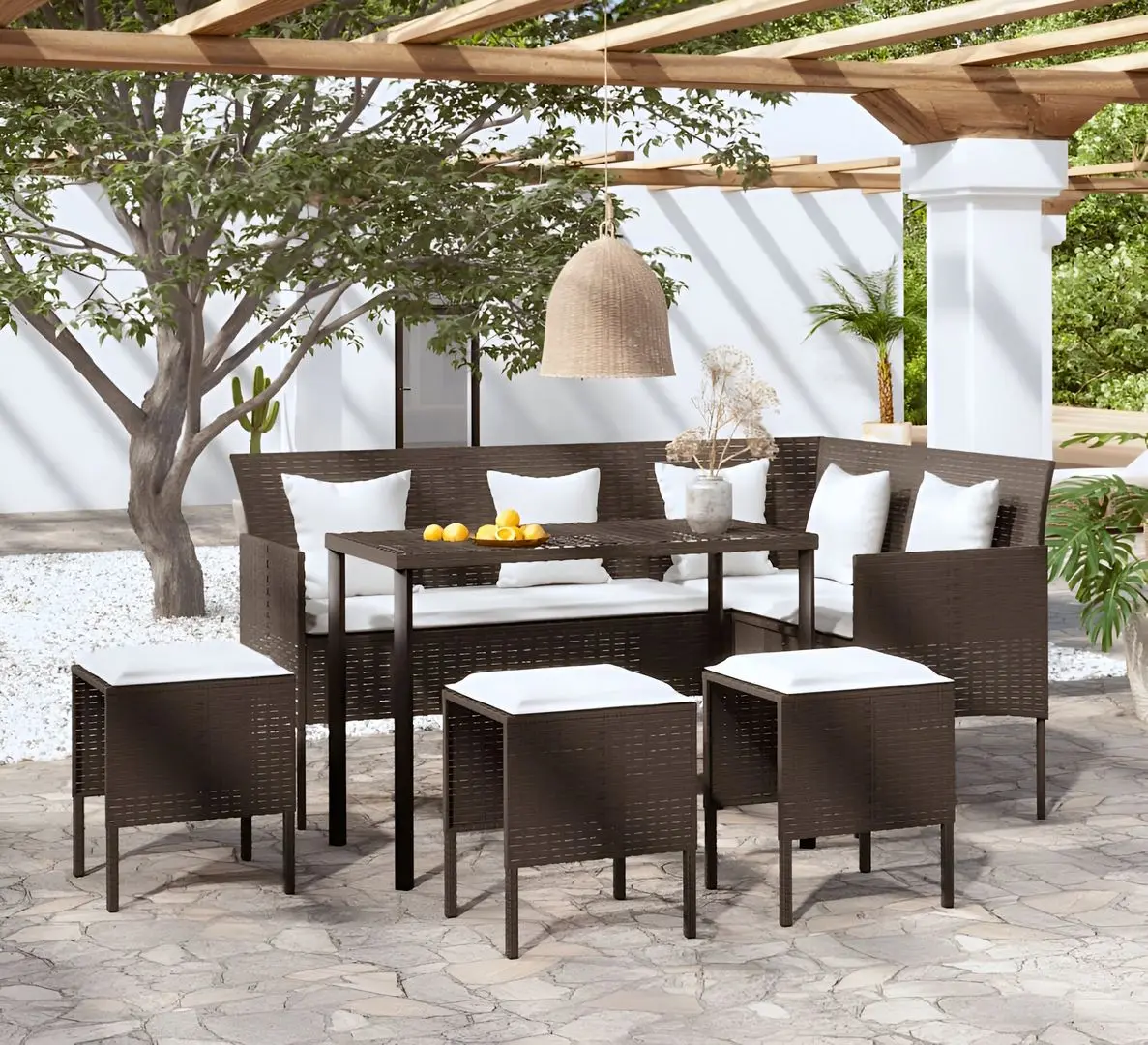 Set mobilier de grădină VidaXL 318577 (Brown/White)