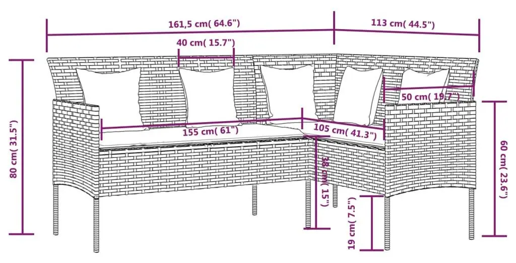 Set mobilier de gradina VidaXL 318578 (Black/White)