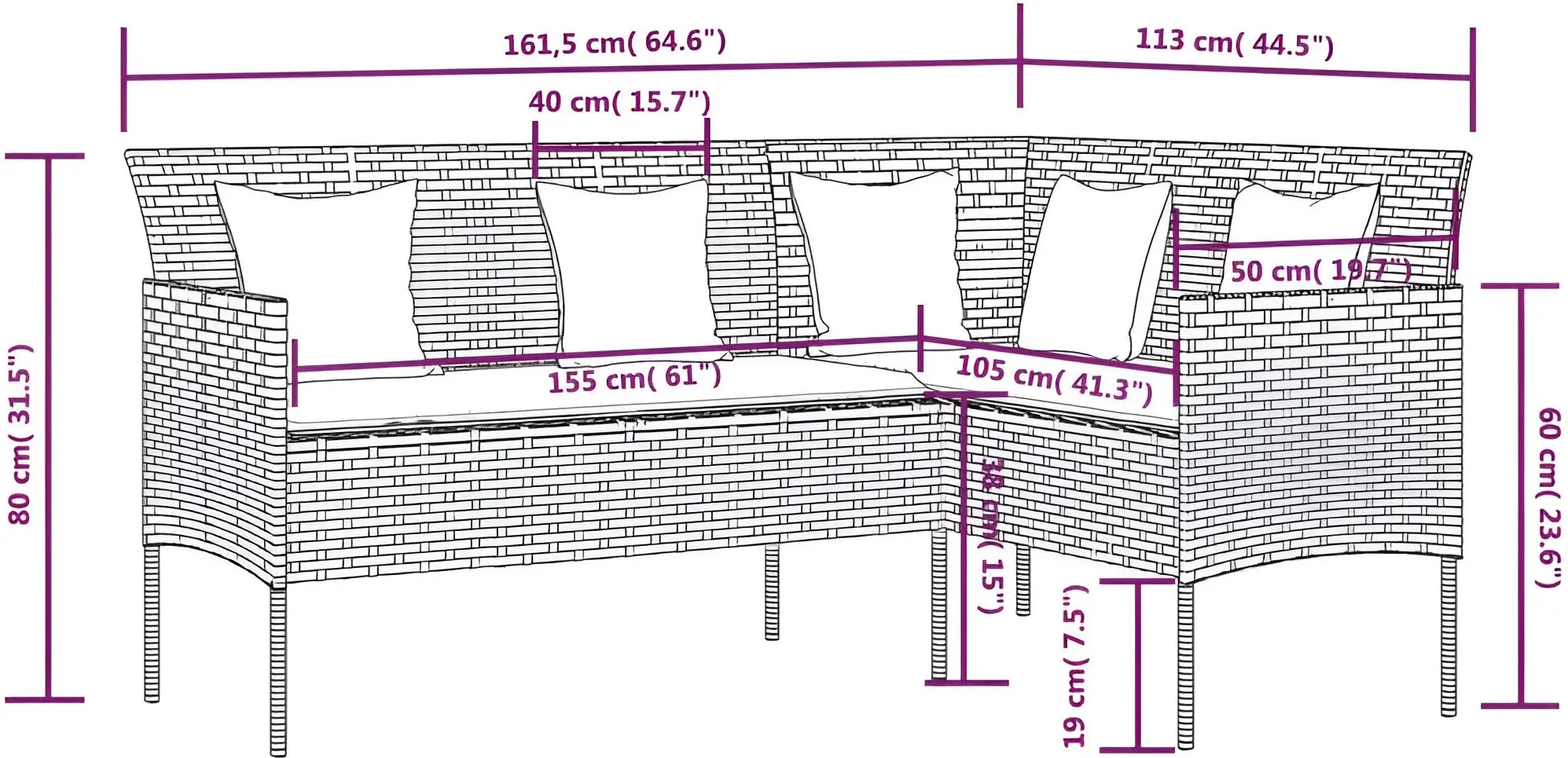 Set mobilier de grădină VidaXL 318579 (Grey) - 11