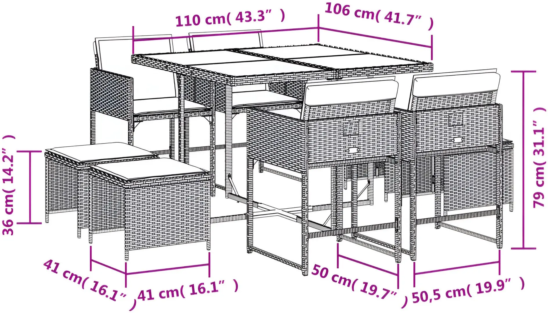 Set mobilier de grădină vidaXL 3211320 (Beige/Grey)