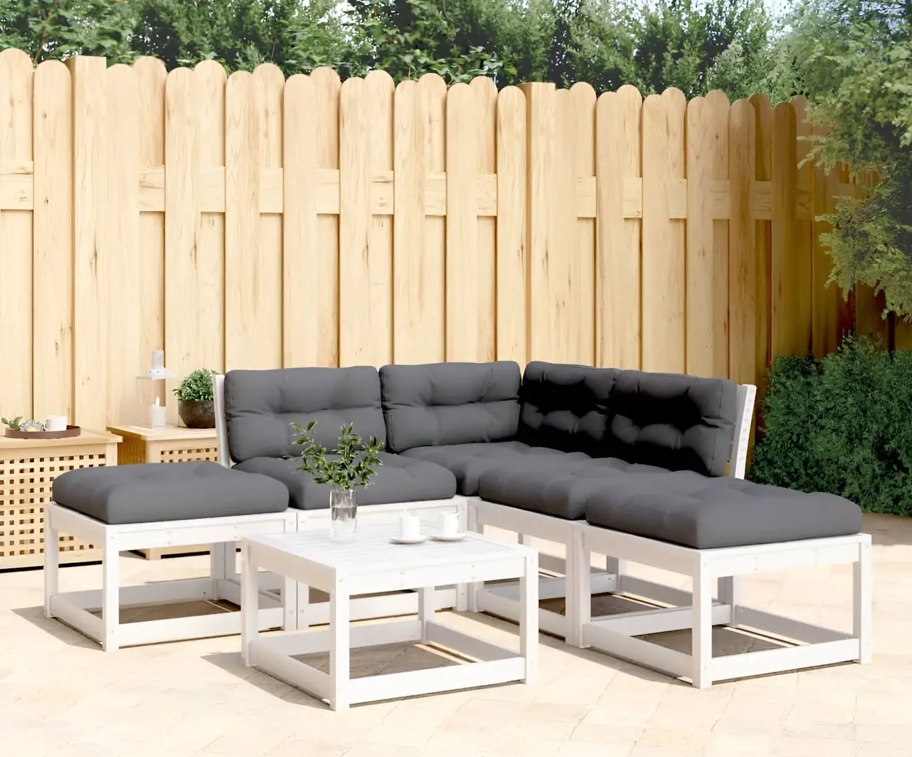 Set mobilier de grădină VidaXL 3216966 (White/Dark Grey)