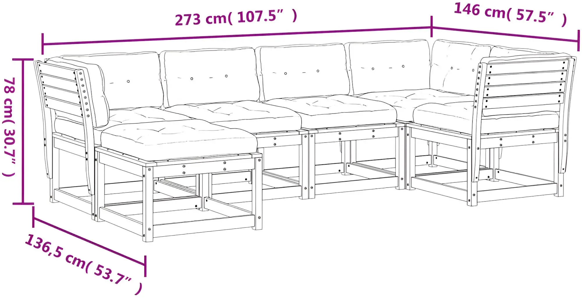 Set mobilier de grădină VidaXL 3217041 (White/Dark Grey)