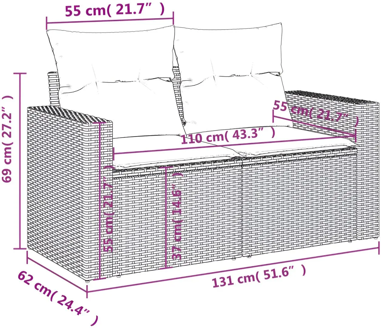 Set mobilier de grădină VidaXL 3224242 (Black)