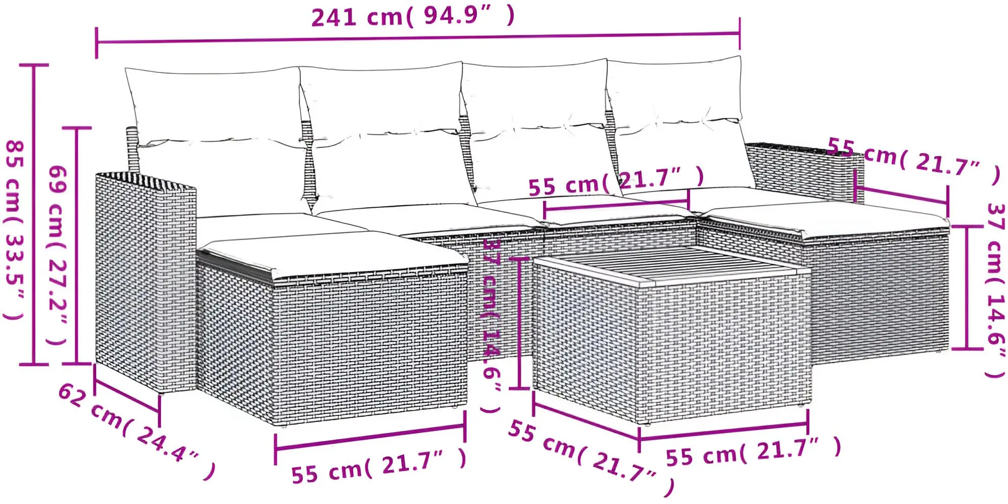 Set mobilier de grădină VidaXL 3224242 (Black)