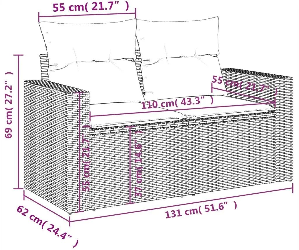 Set mobilier de gradina VidaXL 3224249 (Black)
