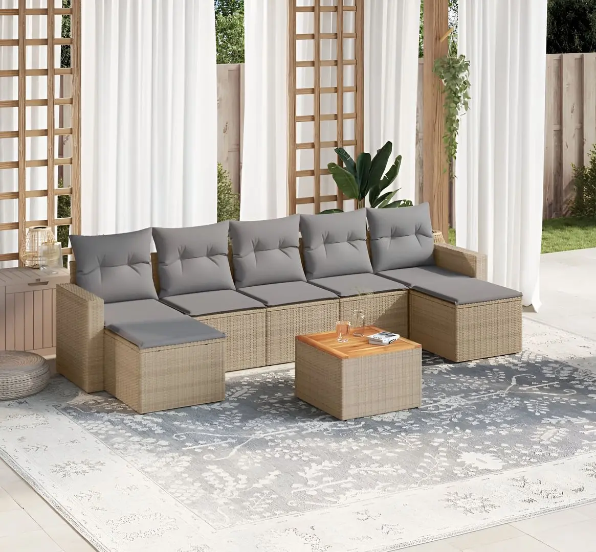 Set mobilier de grădină VidaXL 3224253 (Beige/Grey)