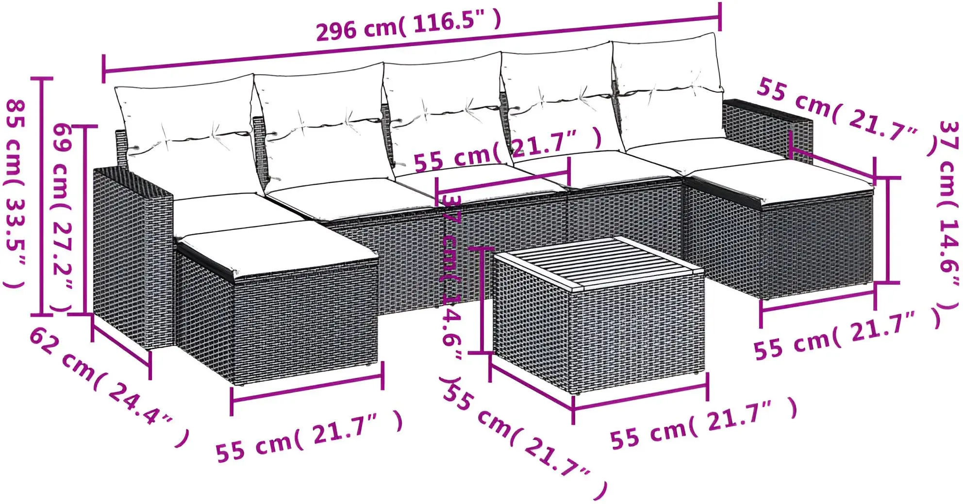 Set mobilier de grădină VidaXL 3224254 (Grey)