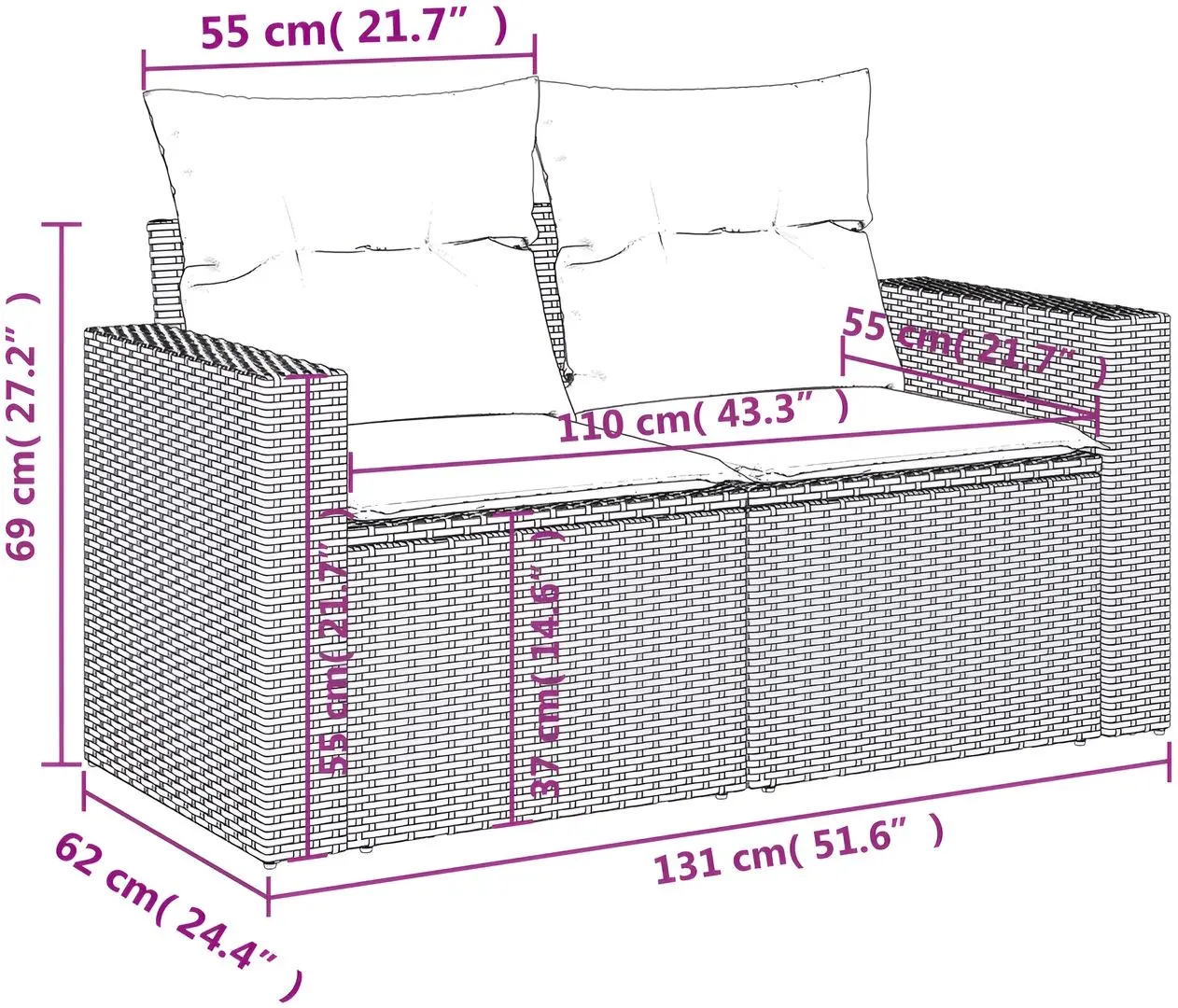 Set mobilier de grădină VidaXL 3224254 (Grey)
