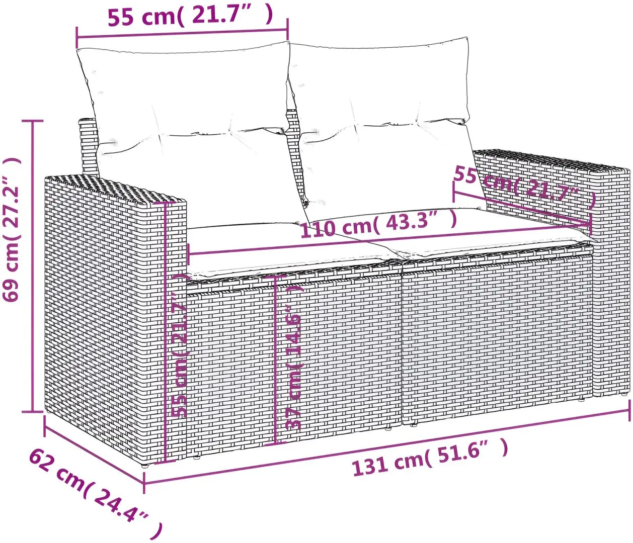 Set mobilier de grădină vidaXL 3224319 (Black)