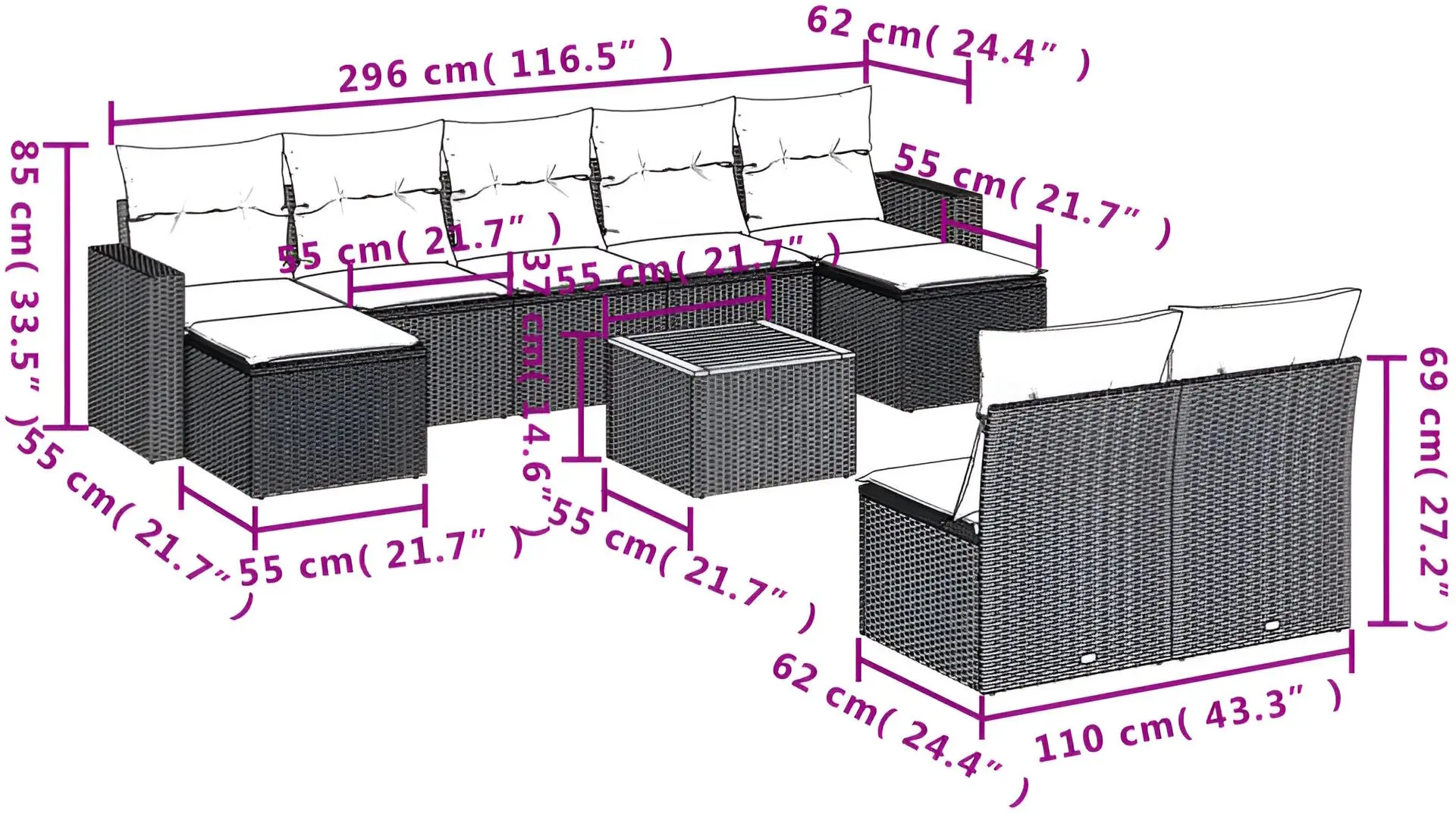 Set mobilier de grădină vidaXL 3224319 (Black)