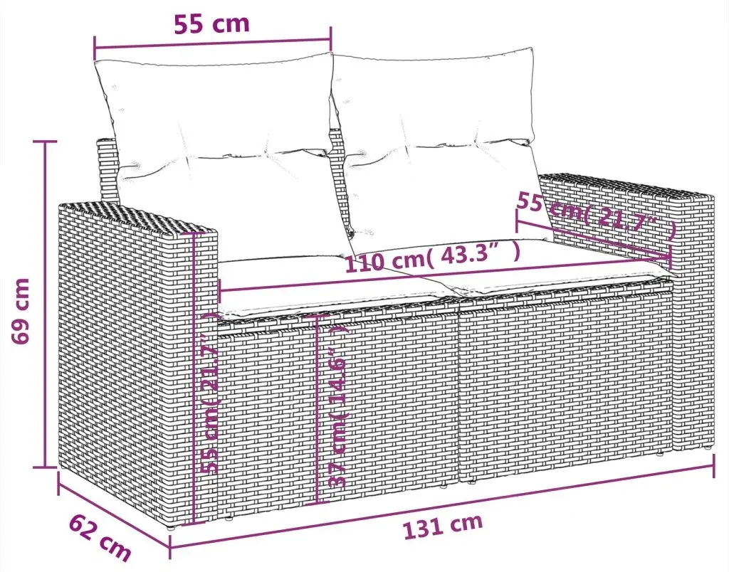 Set mobilier de gradina VidaXL 3224362 (Black/Cream)