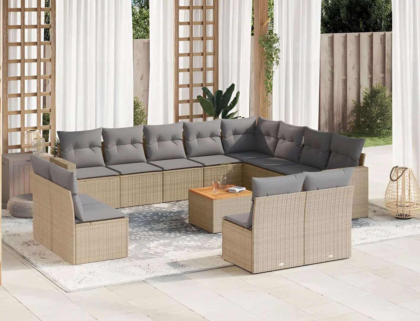 Set mobilier de grădină VidaXL 3224372 (Beige/Grey)