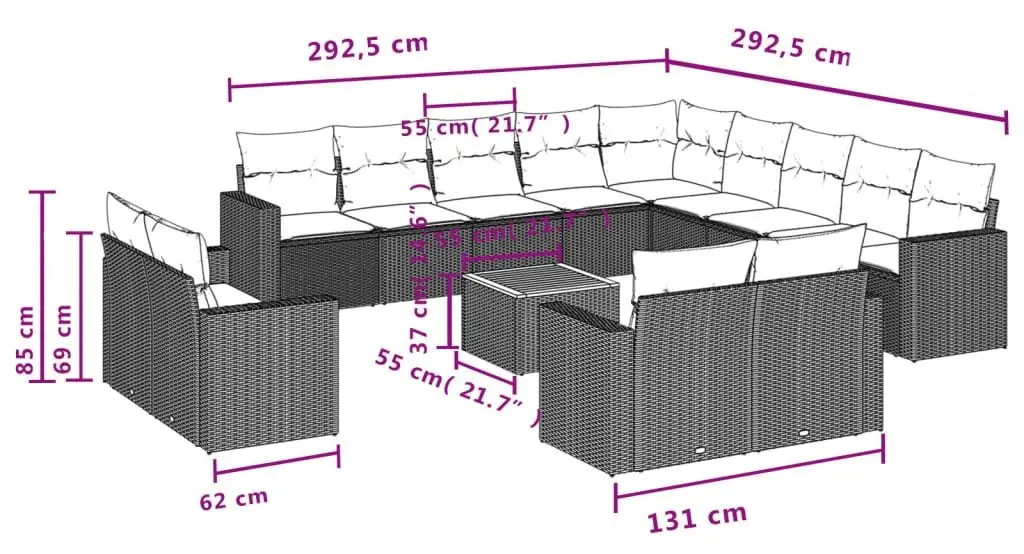 Комплект садовой мебели VidaXL 3224401 (Grey/Dark Grey)