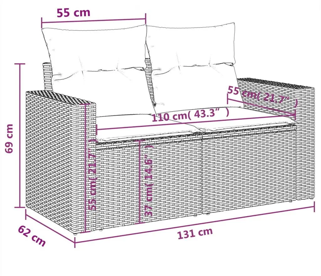 Комплект садовой мебели VidaXL 3224401 (Grey/Dark Grey)