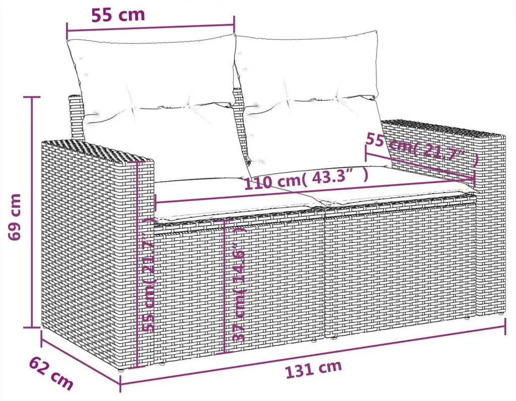 Set mobilier de gradina VidaXL 3224408 (Grey/Dark Grey)