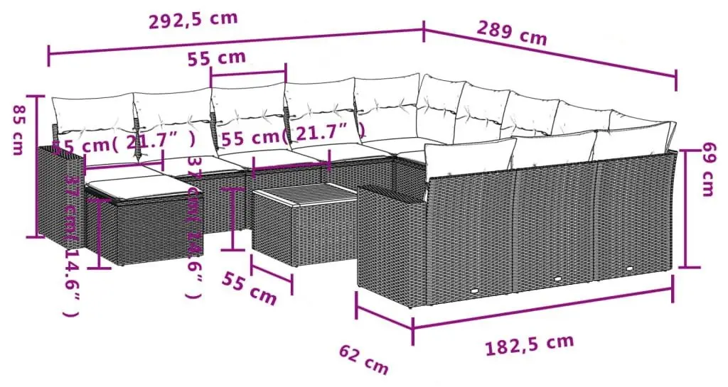 Set mobilier de gradina VidaXL 3224425 (Black/Cream)