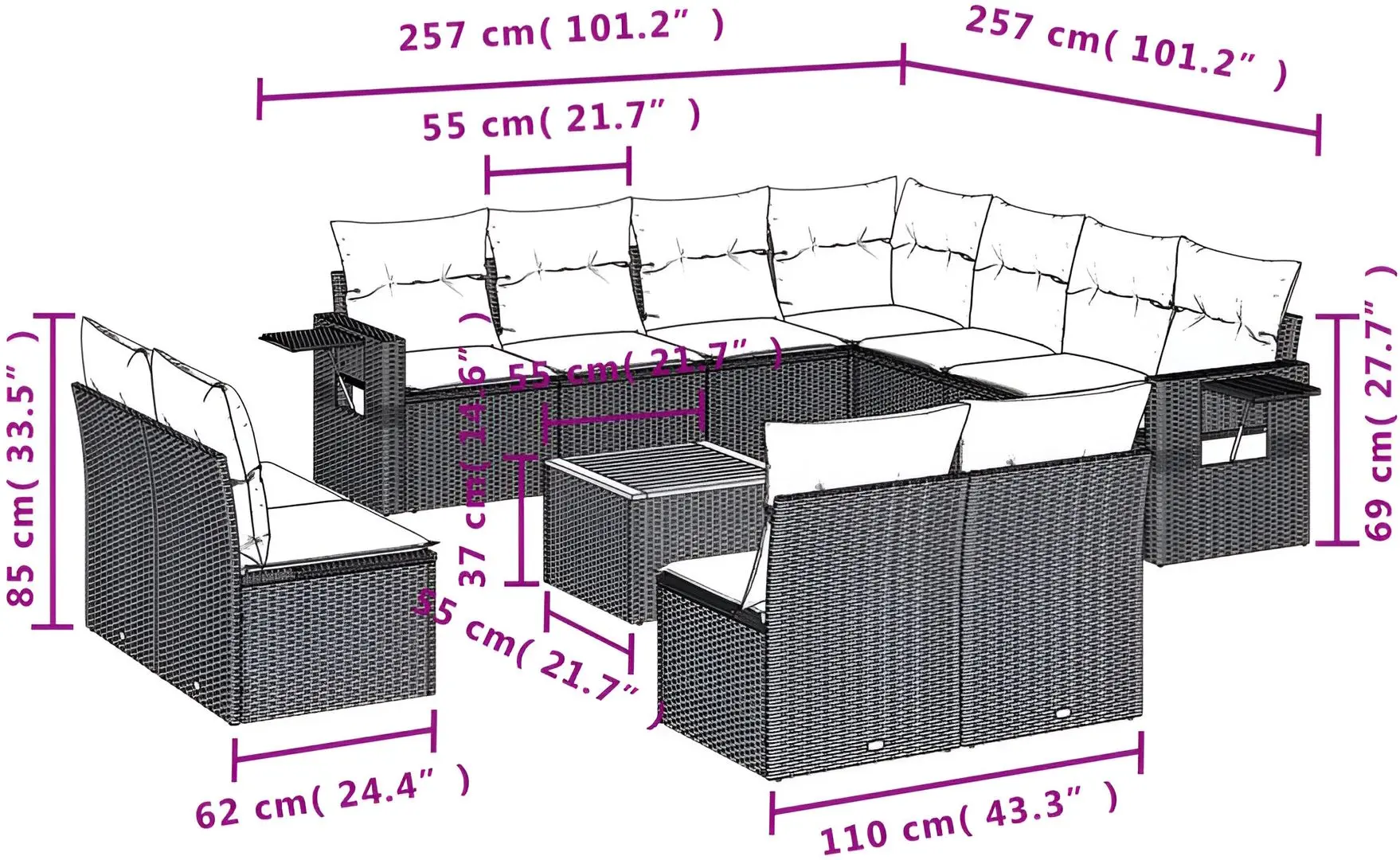 Set mobilier de grădină VidaXL 3224623 (Beige)